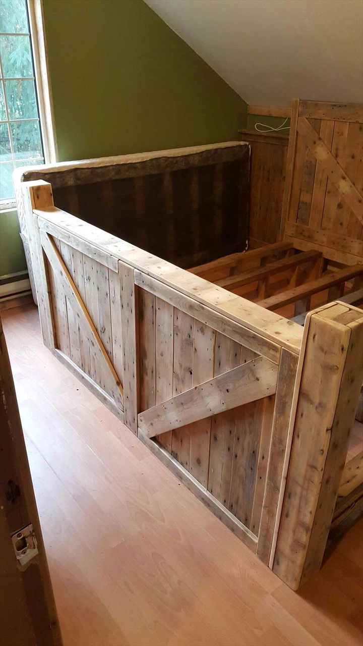 custom wooden pallet king bed frame