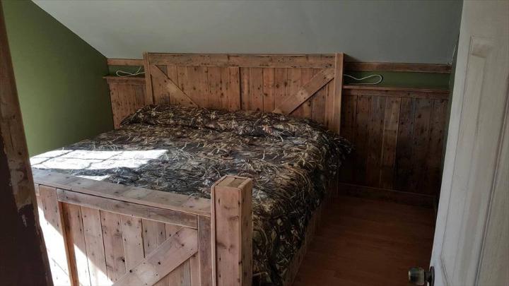 upcycled pallet robust wooden bed