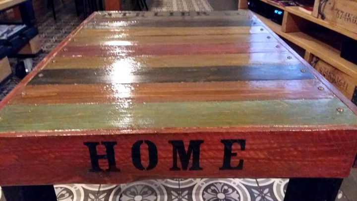 sleek rainbow pallet coffee table