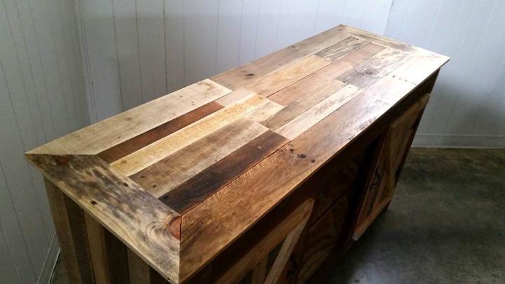 handcrafted pallet TV console or entertainment center