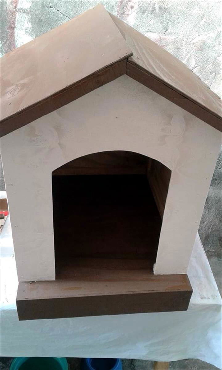 hand-built wooden pallet dog house