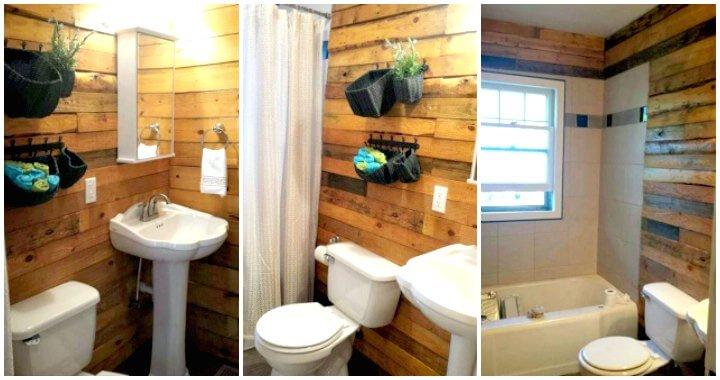 DIY Pallet Bathroom Wall Paneling - Easy Pallet Ideas