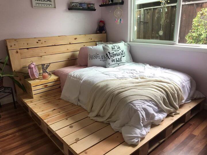 100 Diy Recycled Pallet Bed Frame, How To Build A Bed Frame Out Of Pallets