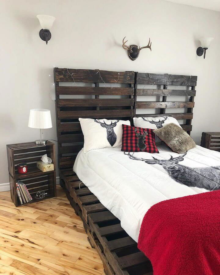 Platform Pallet Bed Fram with Headboard