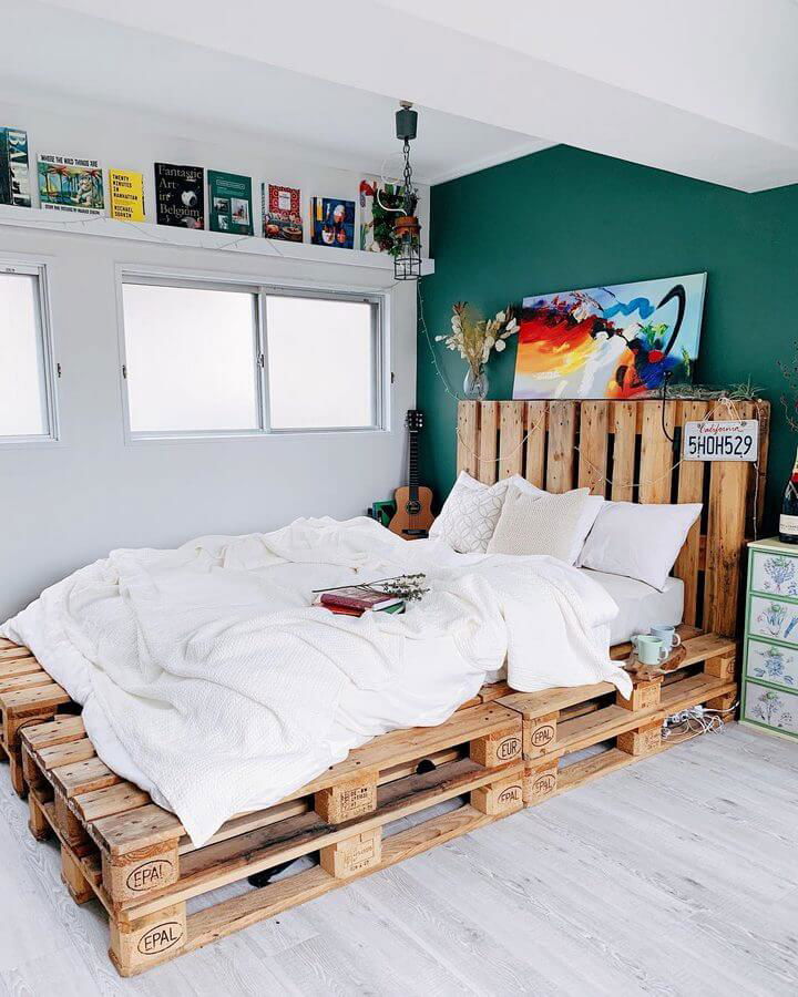 100 DIY Pallet Bed Frame Designs - Easy Pallet Ideas | Bed frame design ...