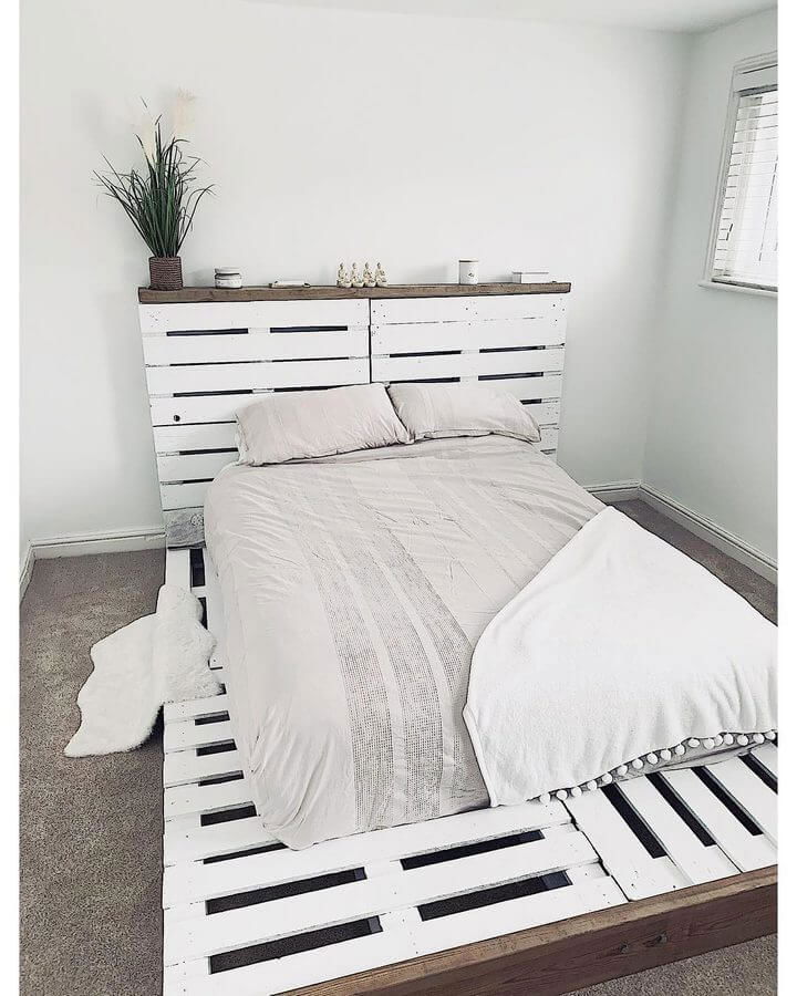 White pallet shop bed frame