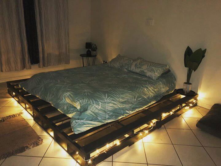 Pallet bed deals with lights underneath