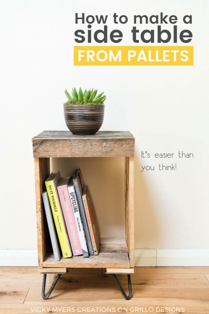 Adorable DIY Wooden Pallet Side Table