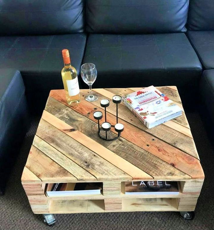 Pallet Coffee Table on Wheels