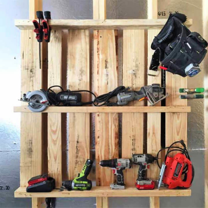 Recycled Pallet Garage Organizer