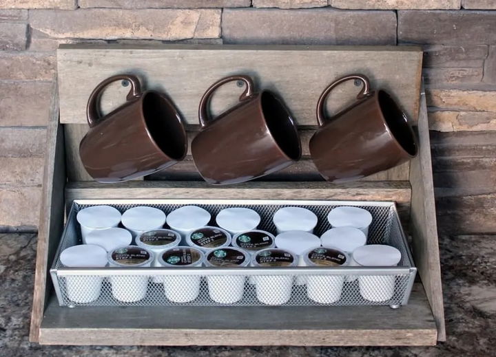 Home coffee bar with pallet cup holder